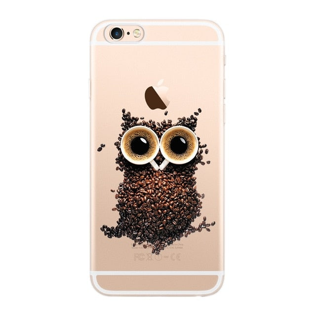 Silicon Case For iPhone 7 7Plus 6 6S 5 5S SE Case Soft TPU Cover Flower Leaves Bird
