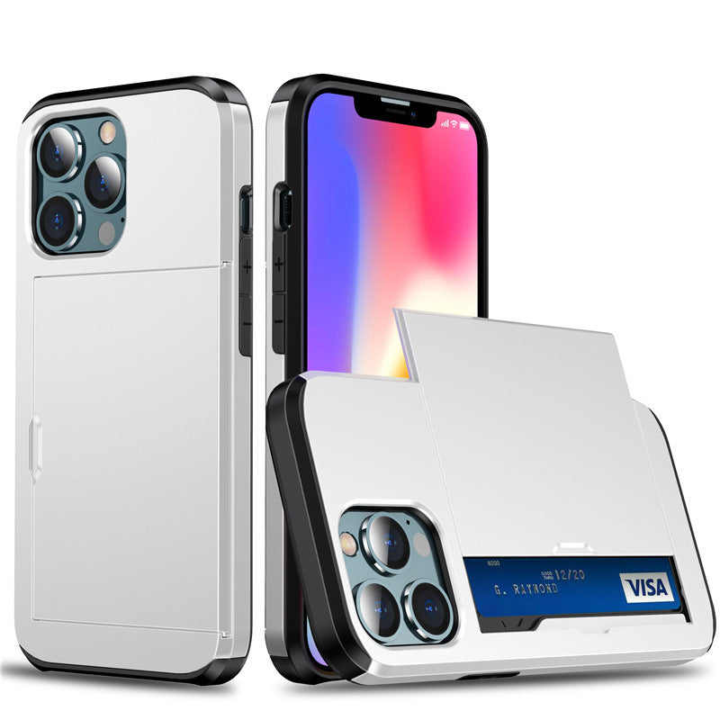 iPhone 17 ProMax phone case Apple 16 slide push card insert 14 15 anti drop protective cover