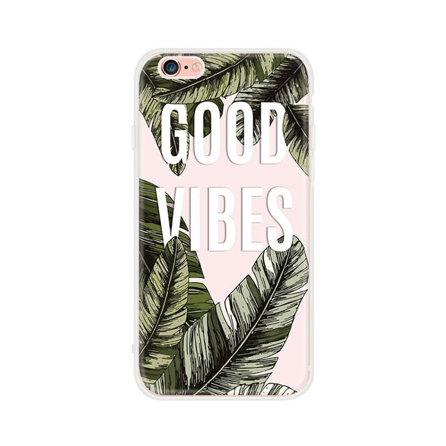Silicon Case For iPhone 7 7Plus 6 6S 5 5S SE Case Soft TPU Cover Flower Leaves Bird