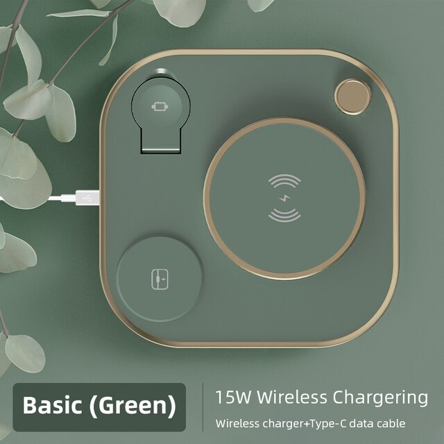 15w Fast 3 In 1 Wireless Charging for IPhone Phone Watch Earphone Modern Led Office Desk Lamp Wireless Charger Lamp