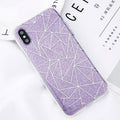 Glitter Bling Powder Phone Case For iPhone X Geometric Lines Hard PC Back Cover Cases For iPhone 8 7 6 6s Plus 5 5s SE