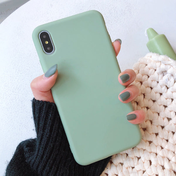 Solid Color Silicone Couples Cases For iphone Cute Candy Color Soft Phone Case