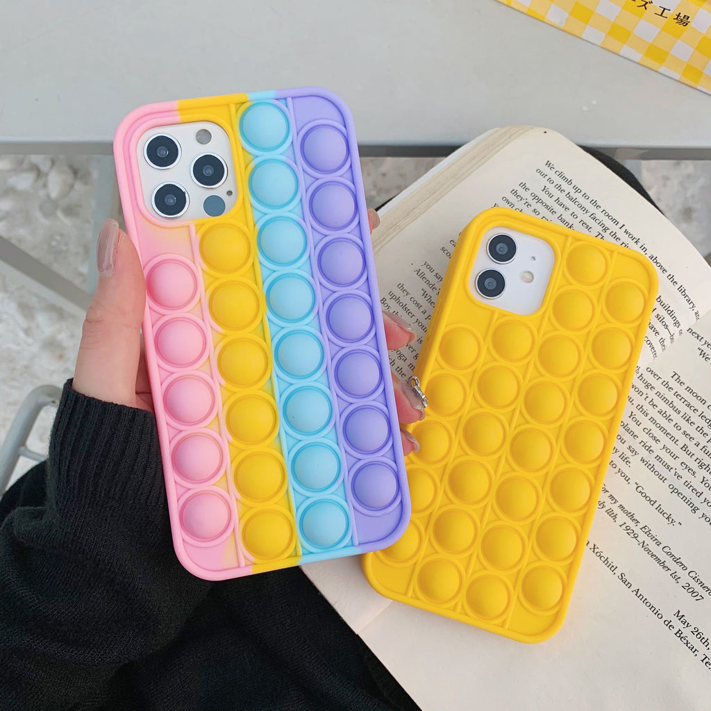 Fashion Rainbow Color shockproof Silicone Phone Case For Iphone 6 6s 7 8 Plus X XR XS 11 12 Pro Max Back Cover Reliver Stress