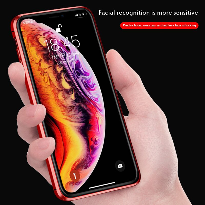 Protect Privacy Tempered Glass + Magnetic Phone Case for iPhone 7 8 Plus X XS MAX XR Fundas Metal Bumper Double-side Glass Cover