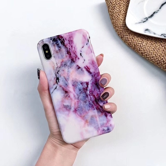Luxury Marble Case For iPhone 7 Case Soft Silicone Back Cover For iPhone 6 6S 7 Plus 8 Plus Coque iPhone X XR XS Max Case Cover