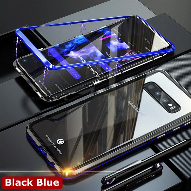 Full body Magnetic Tempered Glass Case for Samsung Note 10 S10 S9 Plus Note 9 Case Metal Bumper Shockproof Protective Shell