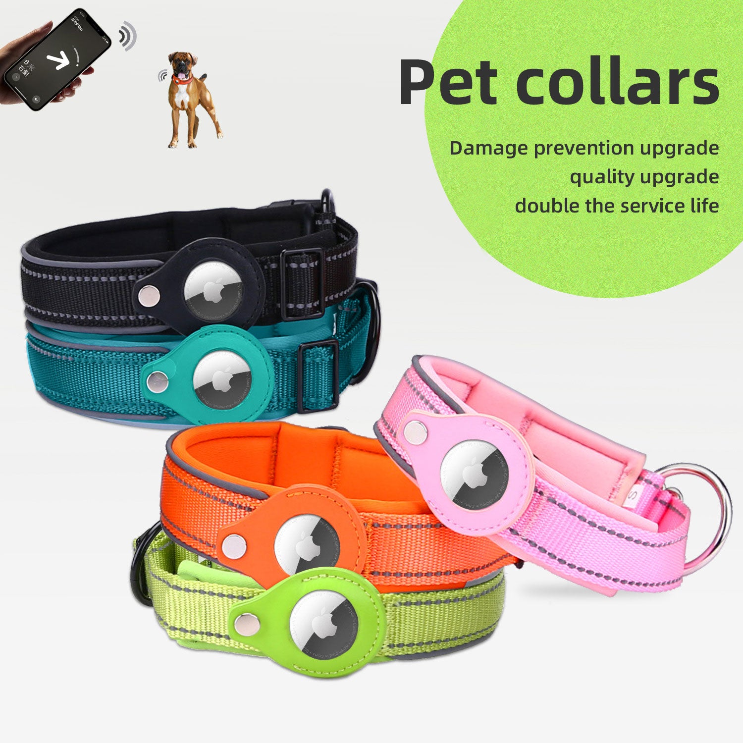Suitable For Apple Airtag Tracker Protective Cover Dog Positioning Training Collar Nylon Pet Collar