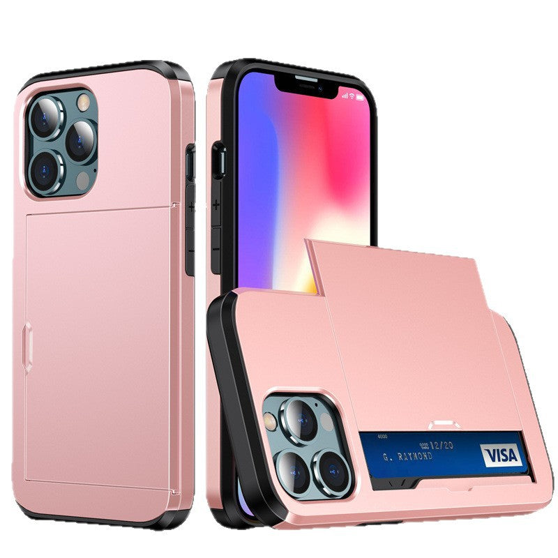 iPhone 17 ProMax phone case Apple 16 slide push card insert 14 15 anti drop protective cover