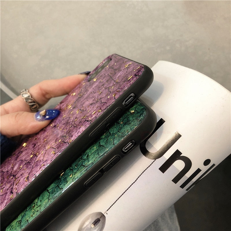 Marble Glitter Phone Case For iPhone X XS Max XR Soft TPU Cover