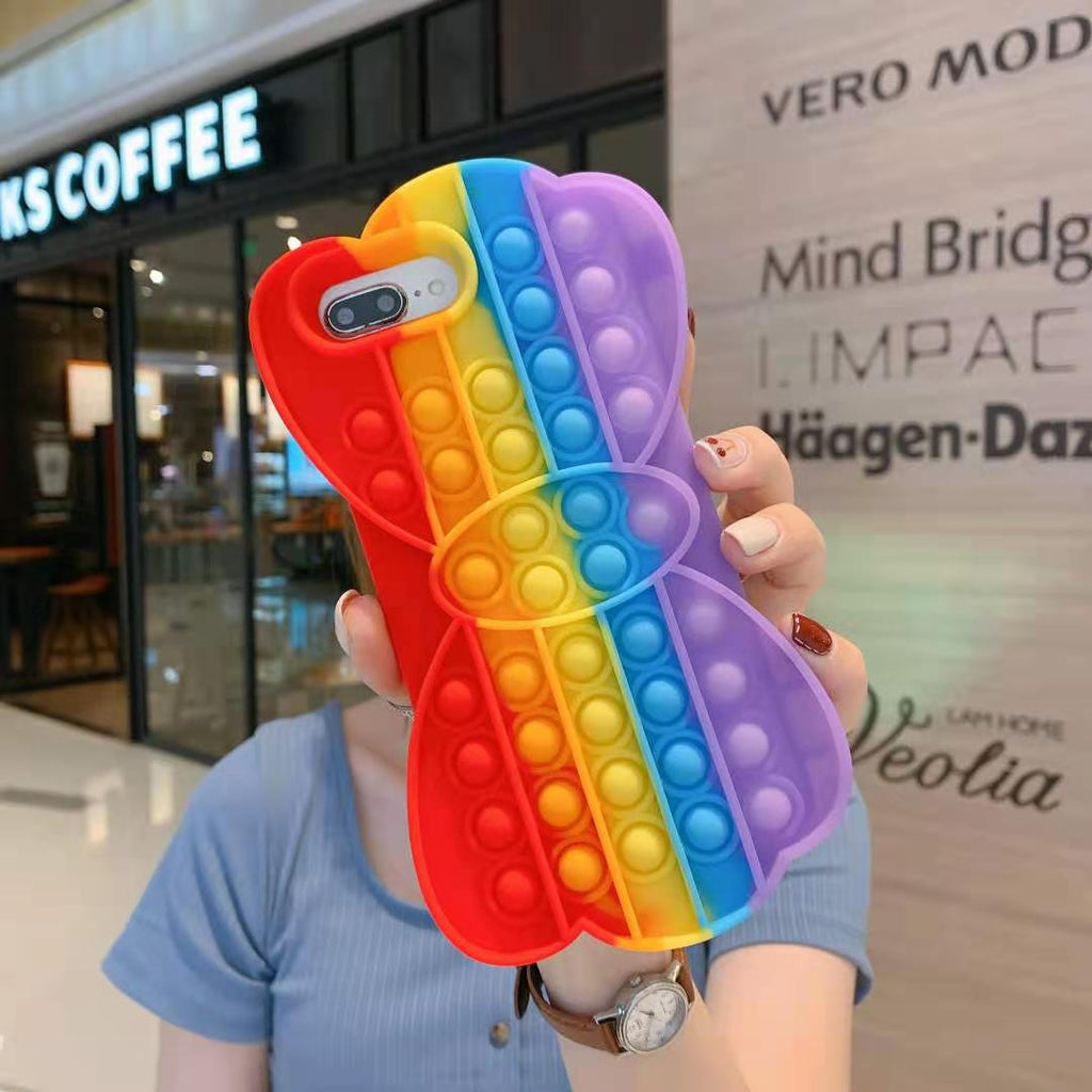 Fashion Rainbow Color shockproof Silicone Phone Case For Iphone 6 6s 7 8 Plus X XR XS 11 12 Pro Max Back Cover Reliver Stress