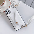 Fashion Glossy wallet leather Phone Case For iPhone 13 12 11 Pro XR XS Max 8 7 Plus Luxury card holder Strap Lanyard Soft Cover