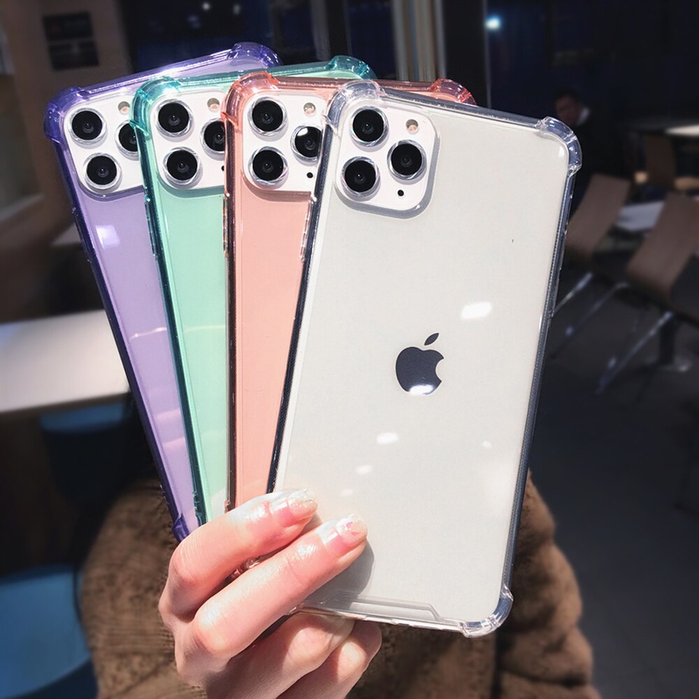 Transparent Shockproof Case for iPhone 13 12 Mini 11 Pro Max XS XR 6S 7 8 Plus Clear Anti-Knock Phone Shell Soft TPU Back Cover