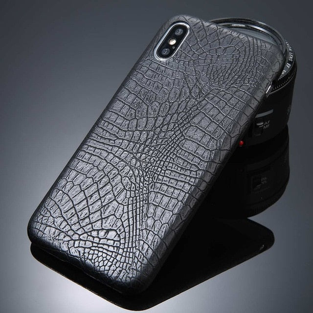 For iPhone 5 5s SE 6 6s 7 8 Plus X Case Crocodile Texture Phone Cases PU Leather Back Cover Coque For iPhone XS XR XS Max