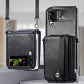 Suitable for Samsung Galaxy Z Flip4 card insertion phone case Z Flip3 lanyard zipper wallet phone case