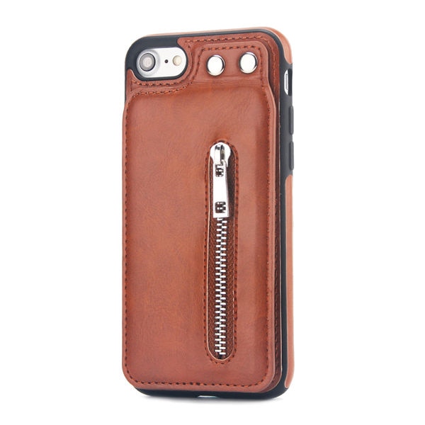 Cases For iPhone X 8 7 6S 6 Plus 5S SE Fashion zipper Leather Phone Case Card Holder Wallet Cover