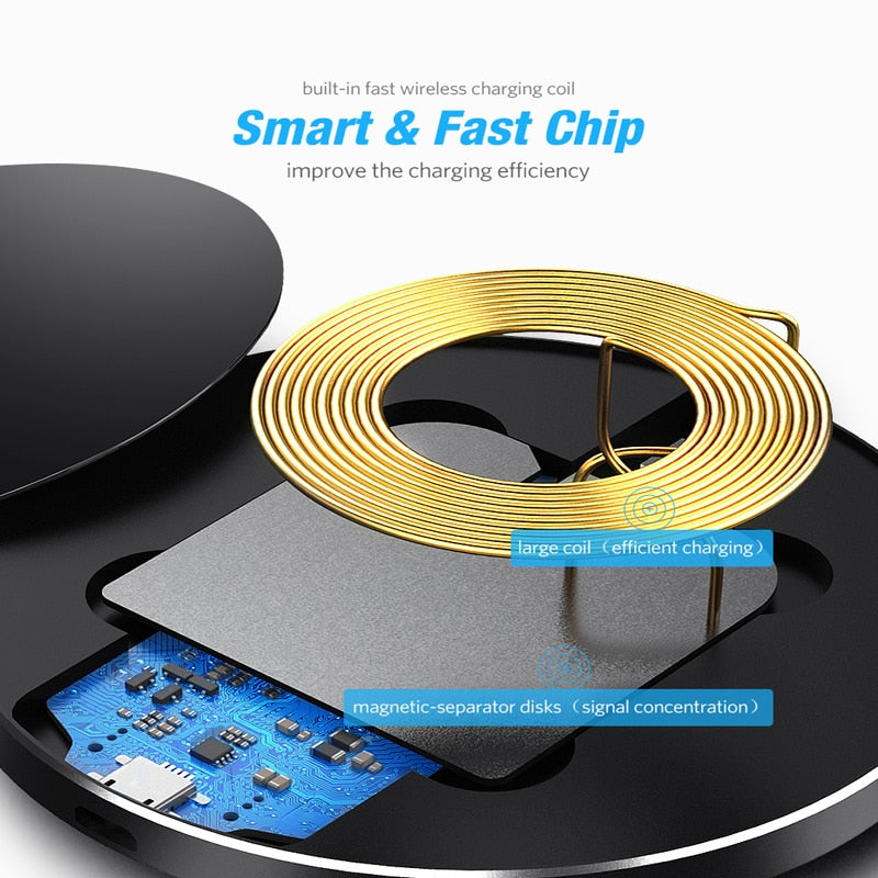 Qi Wireless Charger For iPhone 8 X XR XS Max QC3.0 10W Fast Wireless Charging