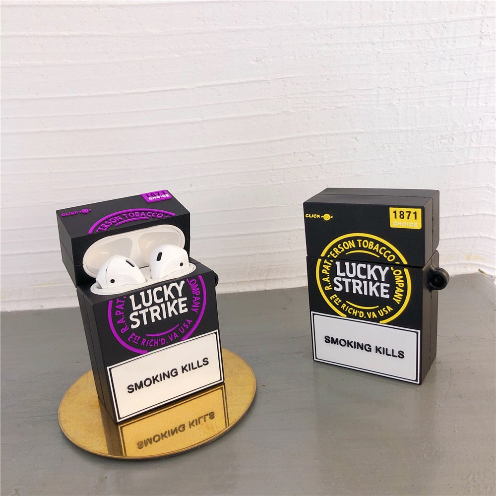 Fashion Cool Popularity Lucky Cigarette Headphone Case For Apple Airpods Pro 3 1 2 Silicone Wireless bluetooth headset Cover Box