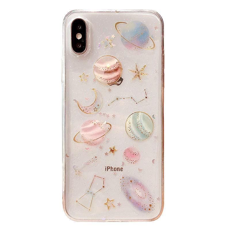 Luxury Glitter Cute Space Planet Phone Case For iPhone X XR XS MAX 7 8 Plus Clear Soft Silicone Back Cover For iPhone 6 6S 7Plus