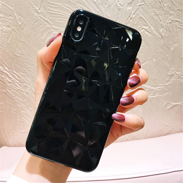 Diamond Texture Case For iPhone 6 6s 7 8 Plus X XR XS Max Soft Phone Cover for iPhone 7 Luxury Transparent Ultra Thin