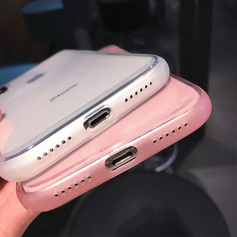 Anti shock Non slip Plain Cases For iPhone XS Max XR XS X 6 6s 7 8 Plus Hot Clear Transparent Soft TPU Phone Back Cover