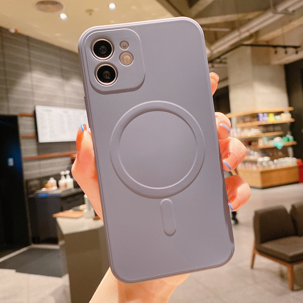Liquid Silicone Magnetic Case for iPhone 12 Pro Max 11Pro X Xs Xr 7 8 Plus 12 Mini Wireless Charger Magsafing Magnet Back Cover