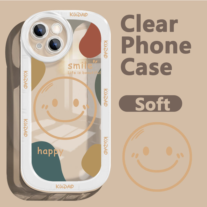 Smiley Face iPhone 14 Phone Case Apple 13pro Transparent 12 Simple 11 All Inclusive XR Men And Women XSMAX Protective Case