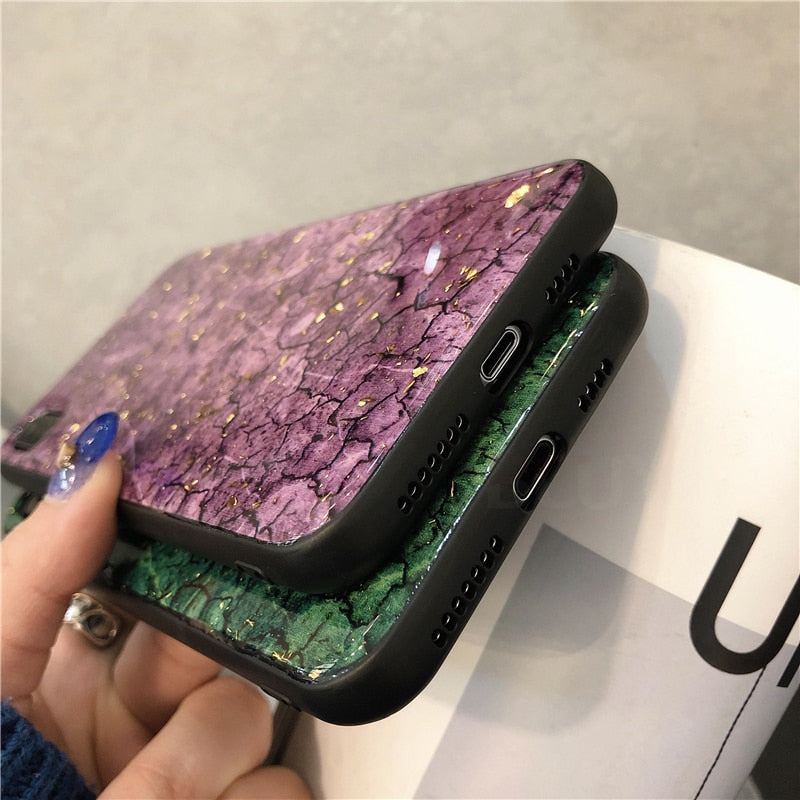 Marble Glitter Phone Case For iPhone X XS Max XR Soft TPU Cover