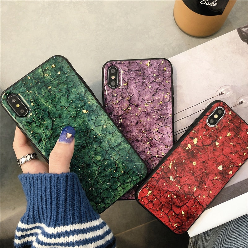 Marble Glitter Phone Case For iPhone X XS Max XR Soft TPU Cover
