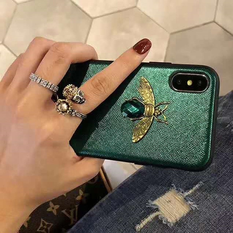 uxury 3D Bee Phone Case for iphone XS XR MAX TPU Fashion Printed Designer Womens Protective Cover