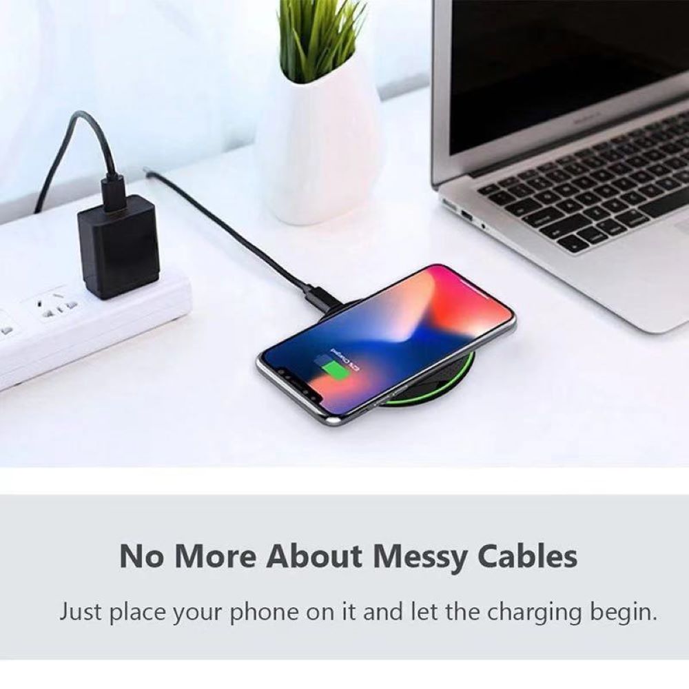 Round wireless ultra-thin charger new product 10W aluminum alloy mobile phone wireless charger gift gift Android Apple universal