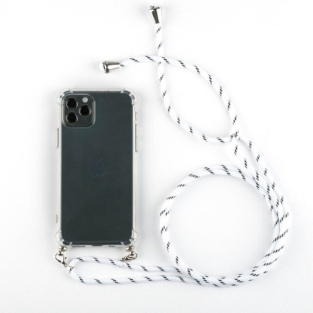 Phone Case For iPhone 11Pro 11 Pro Max Airbag Cover Silicone TPU Clear Case Coque With Lanyard Strap for iPhone 11