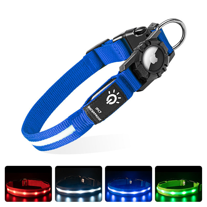 Applicable to Airtag Locator Ipx7 Waterproof Pet Collar Rechargeable Luminous Dog Collar