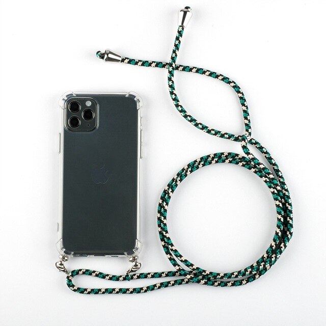 Phone Case For iPhone 11Pro 11 Pro Max Airbag Cover Silicone TPU Clear Case Coque With Lanyard Strap for iPhone 11