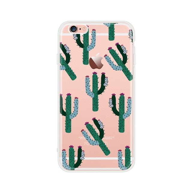 Silicon Case For iPhone 7 7Plus 6 6S 5 5S SE Case Soft TPU Cover Flower Leaves Bird