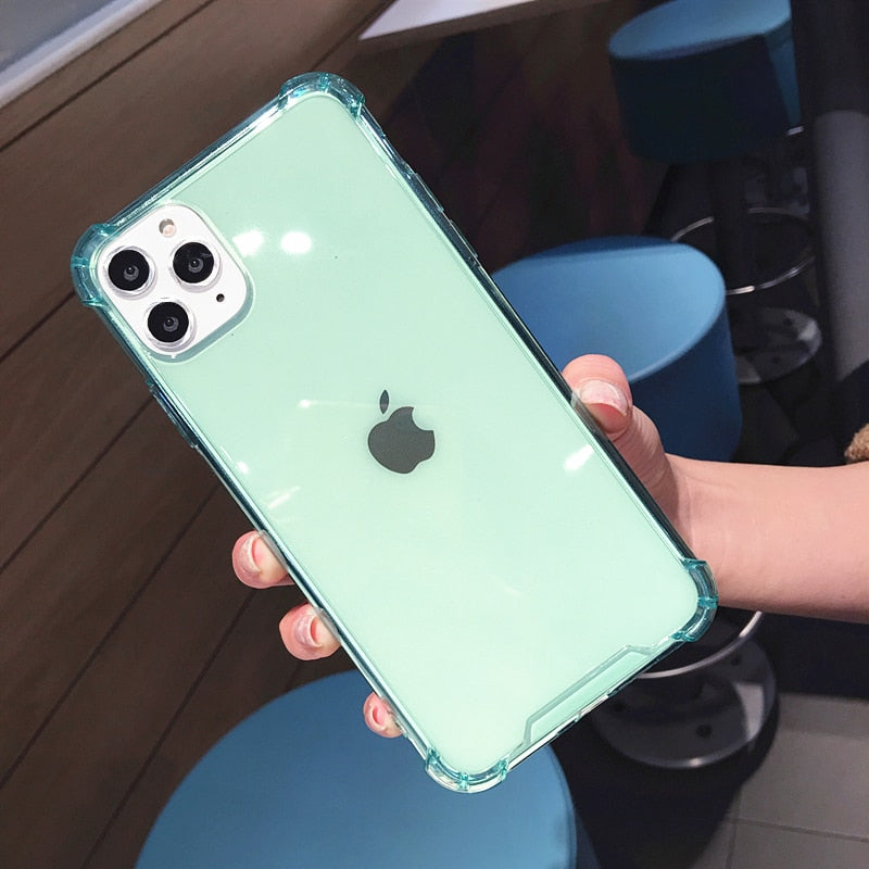Transparent Shockproof Case for iPhone 13 12 Mini 11 Pro Max XS XR 6S 7 8 Plus Clear Anti-Knock Phone Shell Soft TPU Back Cover