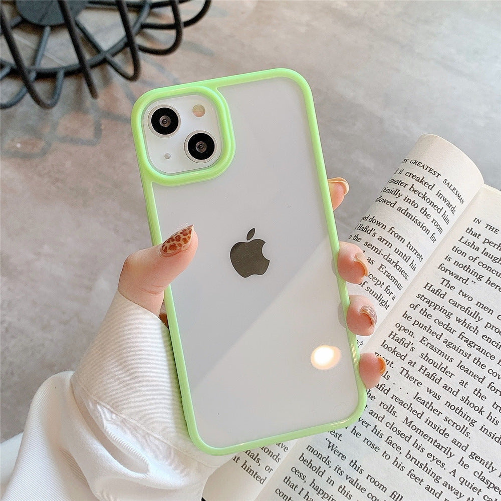 Candy colored acrylic suitable for Apple 14 Promax phone case iPhone 13mini groove 15Pr protective cover