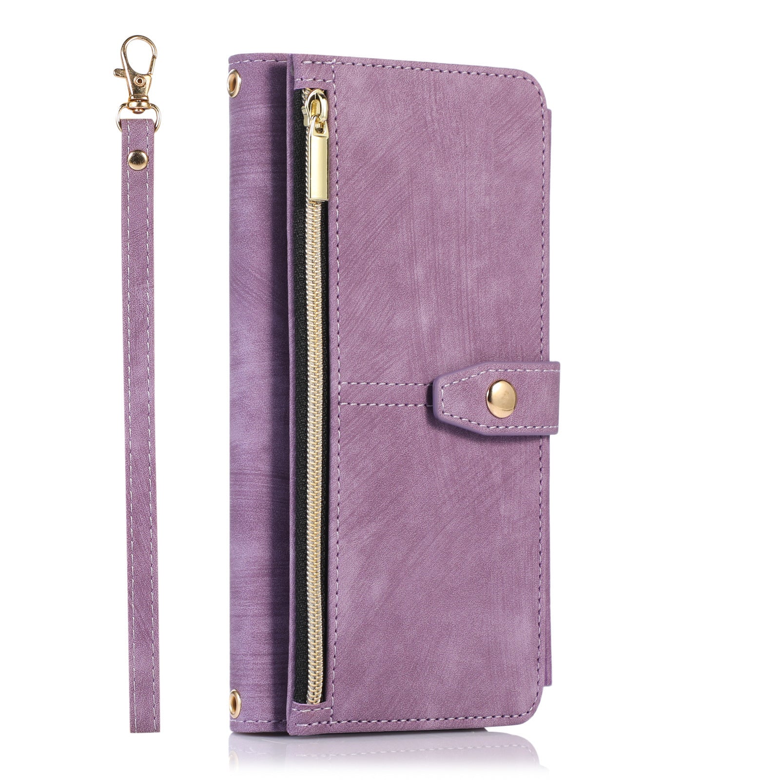 Suitable for IP14PROMAX multi slot zipper bag, Apple 13pro diagonal cross phone protective case, flip cover leather case
