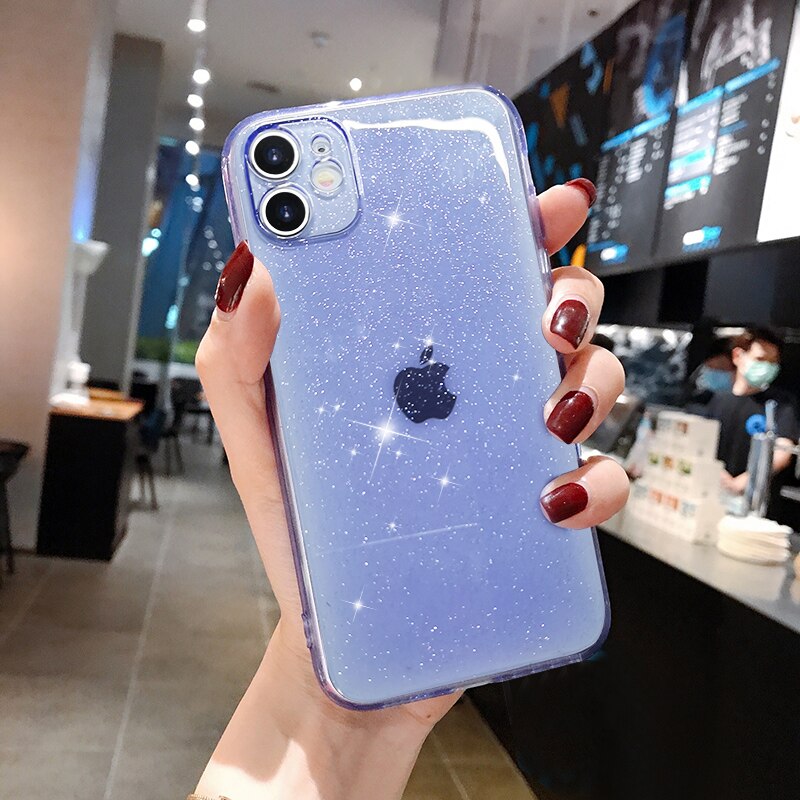 Glitter Fluorescent Colors Phone Cases On For iphone 12 11 Pro Max Mini XR X XS Max 6 6S 7 8 Plus 7Plus SE Soft TPU Cover