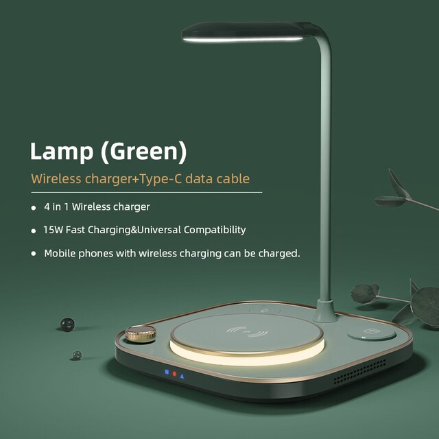 15w Fast 3 In 1 Wireless Charging for IPhone Phone Watch Earphone Modern Led Office Desk Lamp Wireless Charger Lamp