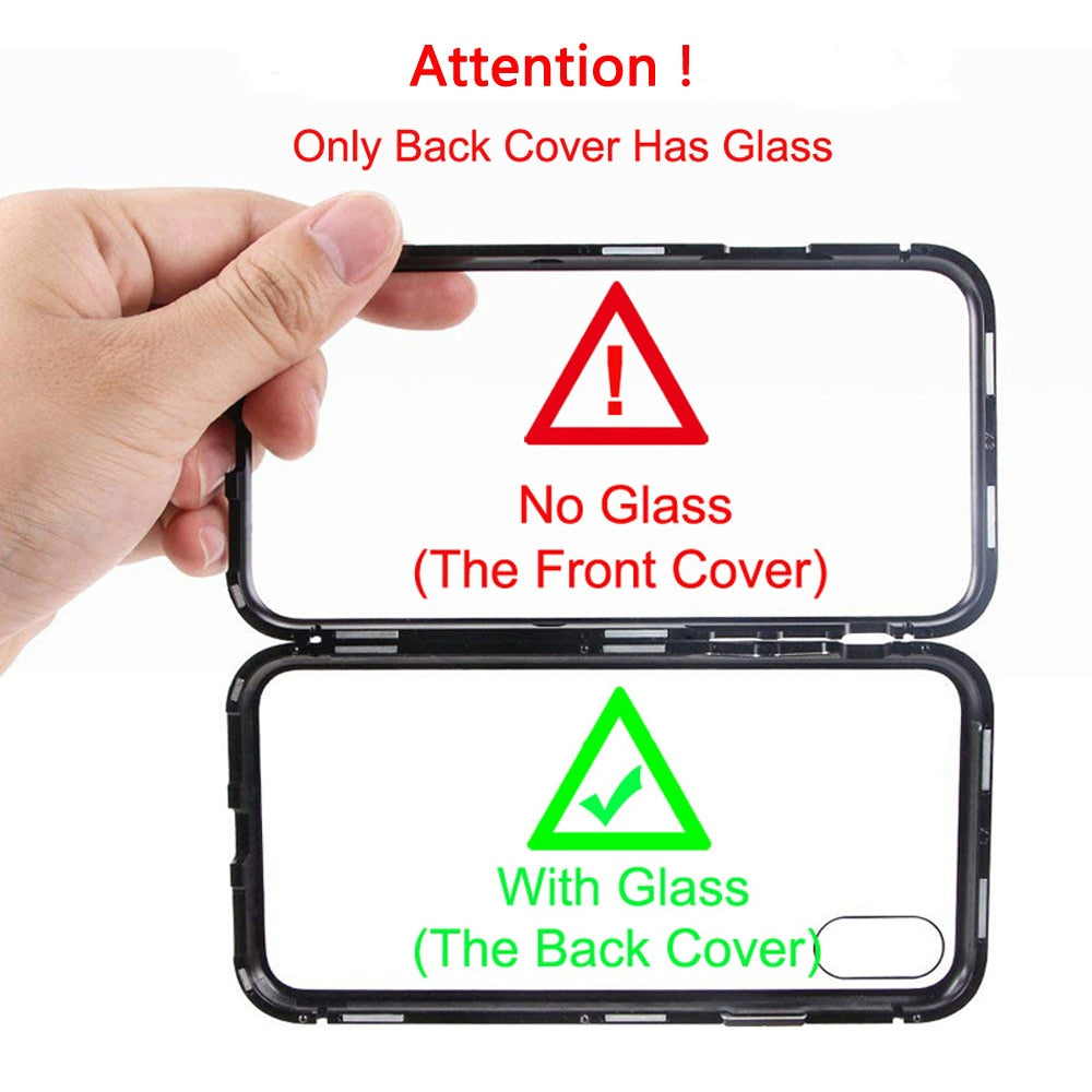 Metal Magnetic Case For iPhone XR XS MAX X 8 Plus 7 10 Tempered Glass Back Magnet Cases Cover For iPhone 7 6 6S Plus Case