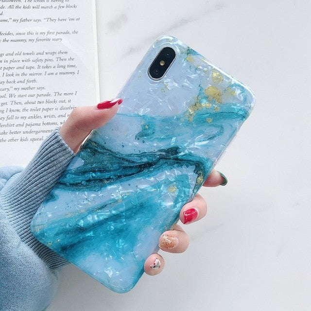 Glitter Marble Case For iphone 7 XR XS MAX Case Soft TPU Back Cover For iphone 6 6S 7 8 Plus iphone X XR Case Cover Phone Case