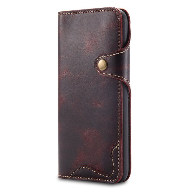 Luxury Business Style Genuine Real Leather Case for Samsung Galaxy S8 S9 S10 Plus Case Flip Wallet Card for Samsung