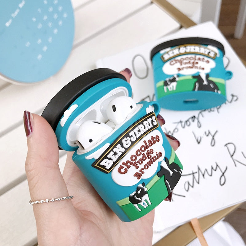 Brand ben jerry chocolate ice cream case For AirPods 1 2 Pro charge box soft silicone Wireless bluetooth earphone protect cover