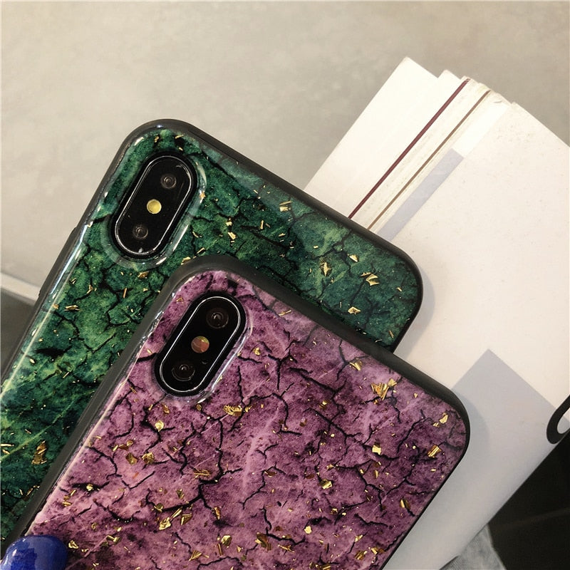 Marble Glitter Phone Case For iPhone X XS Max XR Soft TPU Cover