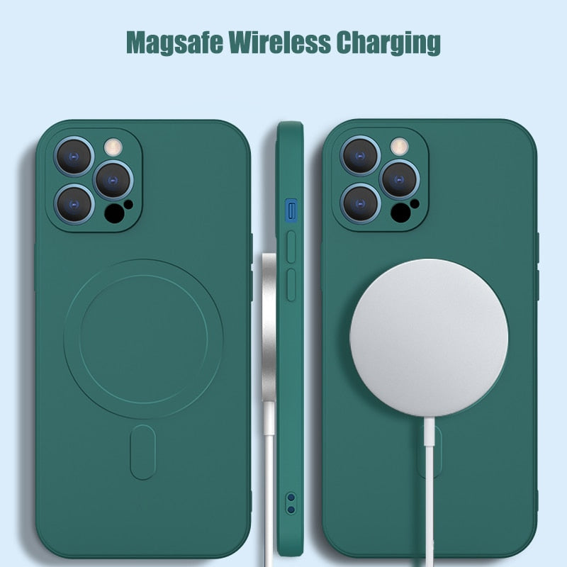 Liquid Silicone Magnetic Case for iPhone 12 Pro Max 11Pro X Xs Xr 7 8 Plus 12 Mini Wireless Charger Magsafing Magnet Back Cover