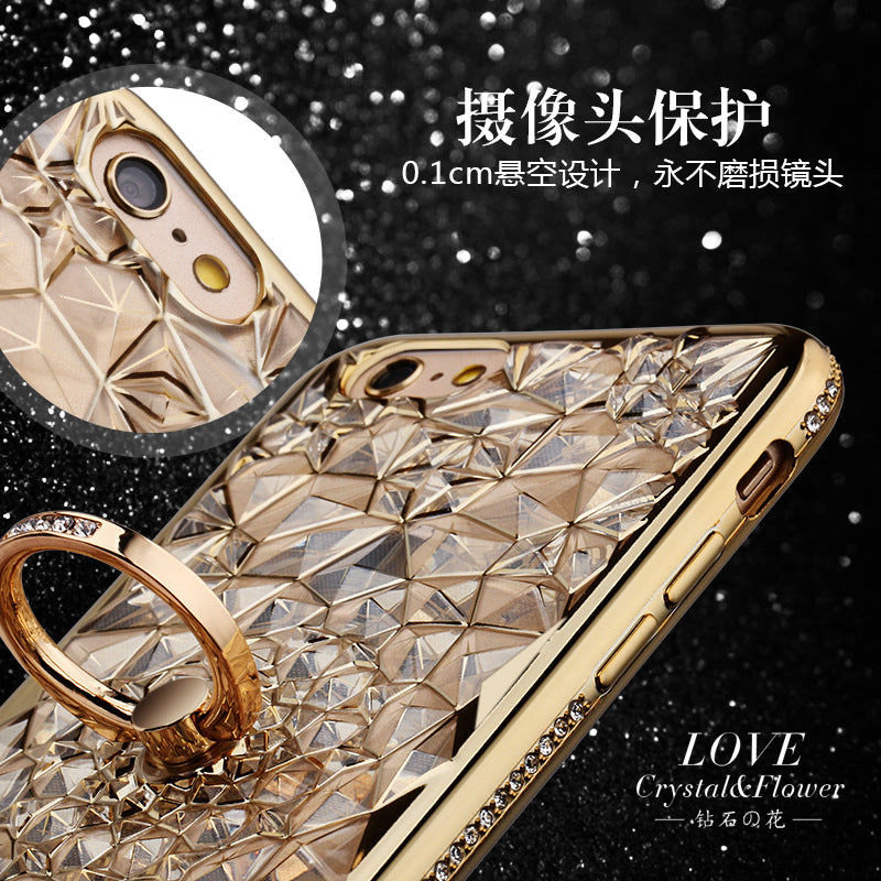 for iPhone X Xs Max XR Case Luxury 3D Soft Ring Capa for iPhone 5 5S SE 6 S 7 8 Plus Ring Silicon Glitter Rhinestone Stand Cover