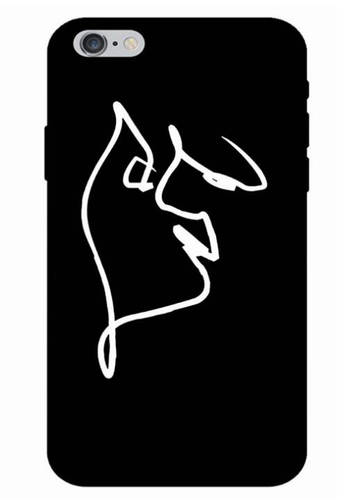 Mobile Shell Apple 8Plus Black tpu Face Line Soft Shell Simple Sketch Shell For iphone 6