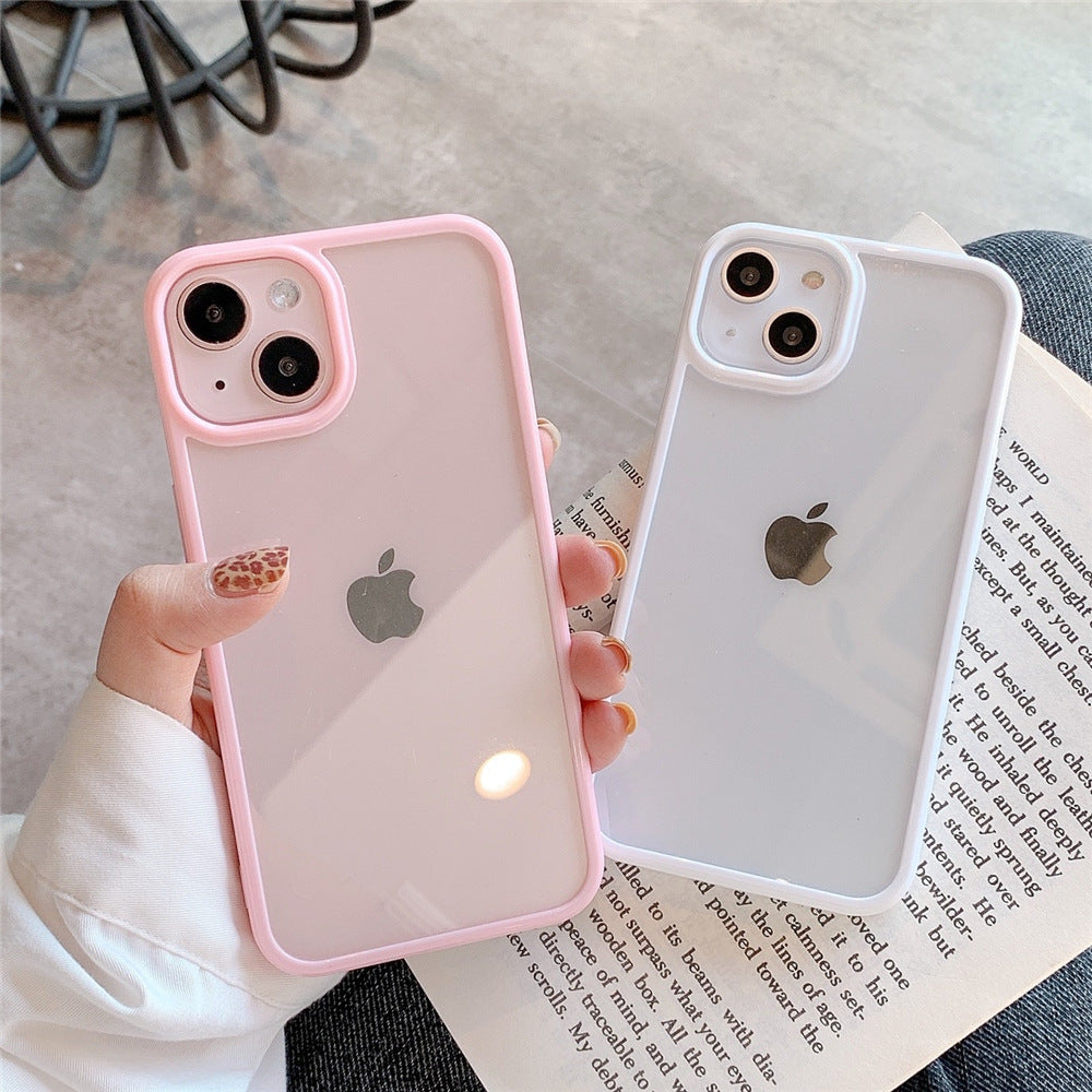 Candy colored acrylic suitable for Apple 14 Promax phone case iPhone 13mini groove 15Pr protective cover