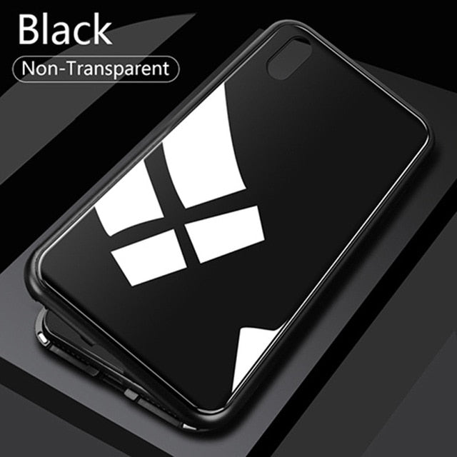 Metal Magnetic Case For iPhone XR XS MAX X 8 Plus 7 10 Tempered Glass Back Magnet Cases Cover For iPhone 7 6 6S Plus Case
