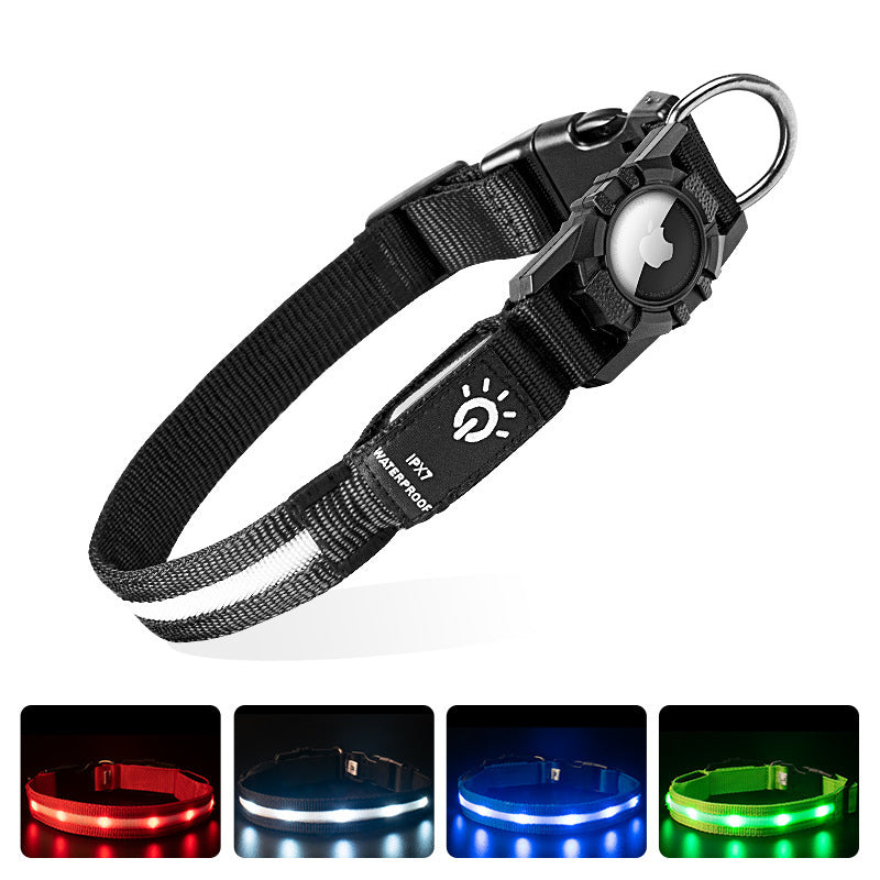 Applicable to Airtag Locator Ipx7 Waterproof Pet Collar Rechargeable Luminous Dog Collar